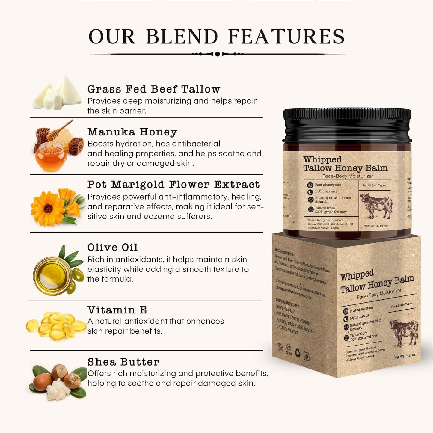 Tallow Honey Cream Body Moisturiser